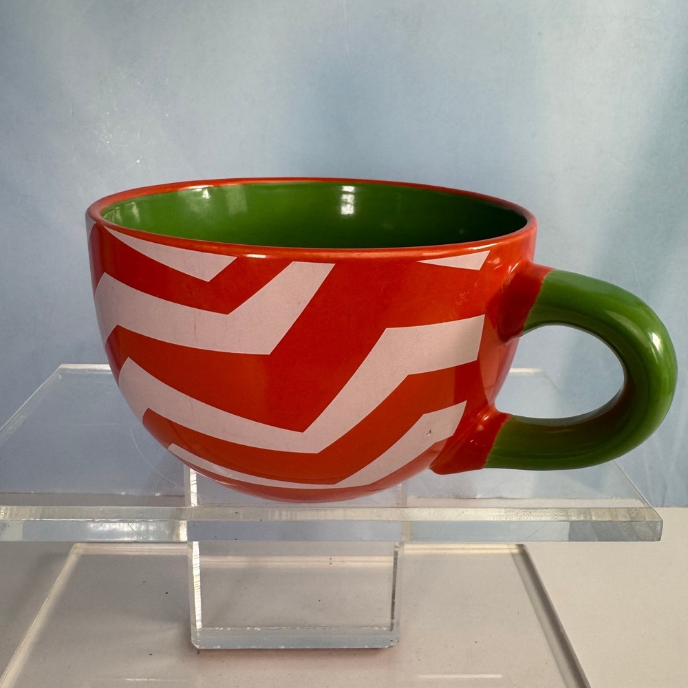 Coffee Soup Ice Cream Mug 5x3" Orange Green Chevron Dream & Grow Motivational